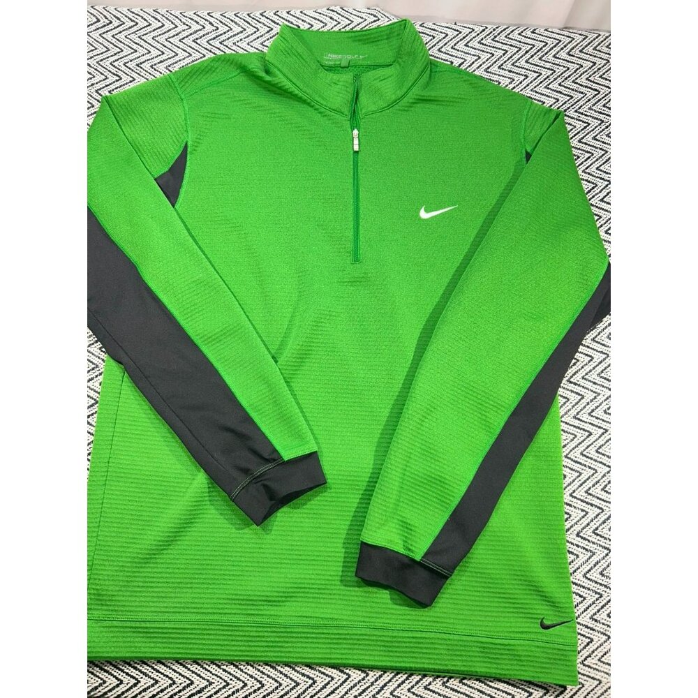 Nike Golf Therma-Fit Green & Black 1/4 Zip Pullover Sweatshirt L Men's
